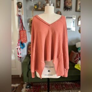 Free People waffle knit relaxed fit longsleeve
